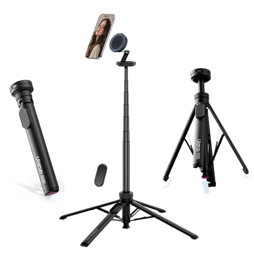 ULANZI MT85 60"Magnetic Phone Tripod for iPhone18Pro Auto Open Selfie Stick | N52 Magnetic, Aluminum, Enhanced 4-Leg, Extendable Phone Stand for Magsafe w Remote for Travel Vlog Content Creator Essential