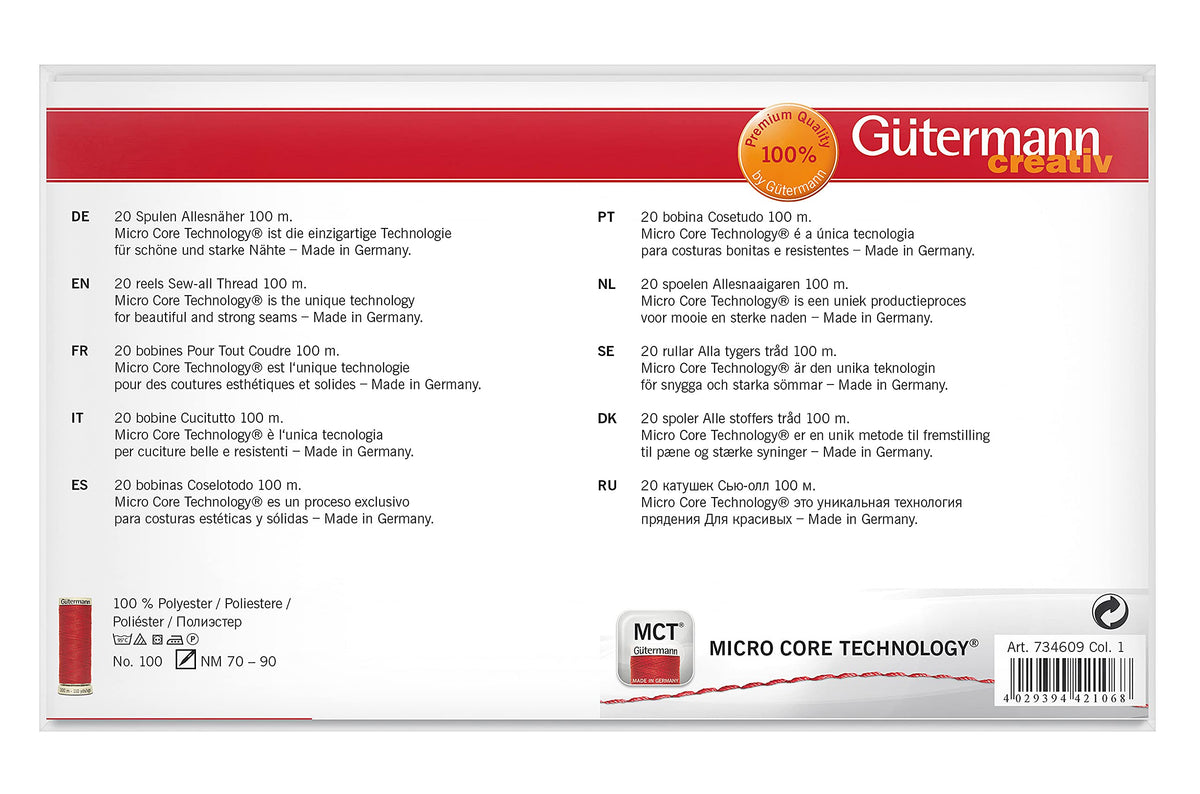 Gutermann Thread Set: Sew-All: 100m: Pack of 20