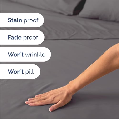 Queen Size 4 Piece Sheet Set - Breathable & Cooling Sheets - Dark Grey | Hotel Luxury Bed Sheets for Women & Men, Deep Pockets, Easy-Fit, Extra Soft and Wrinkle Free Sheets, Oeko-Tex Bed Sheet Set