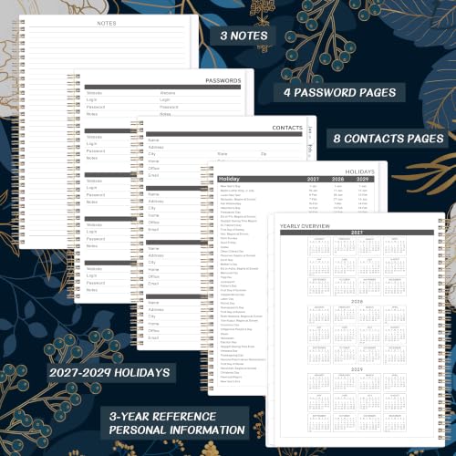 2027-2028 Monthly Planner - 2 Year Monthly Planner/Calendar 2027-2028, Jan 2027 - Dec 2028, 11" x 9", 24 Monthly Planner with Tabs, Back Pocket, Holidays, Twin-Wire Binding, Note Pages