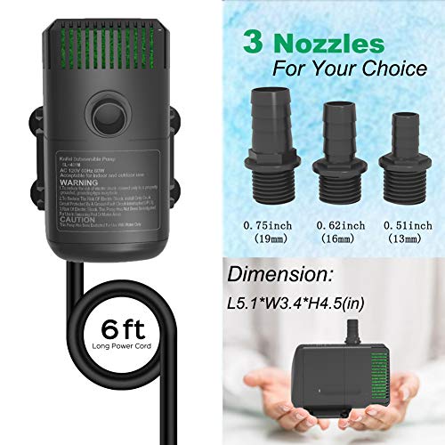 Knifel Submersible Water Pump 880GPH Pond Pump for Fountains | 10ft Lift, 9.8ft Power Cord, Ultra Quiet, Over Heating Protection for Pond, Fountain, Hydroponic, waterfall, Aquarium