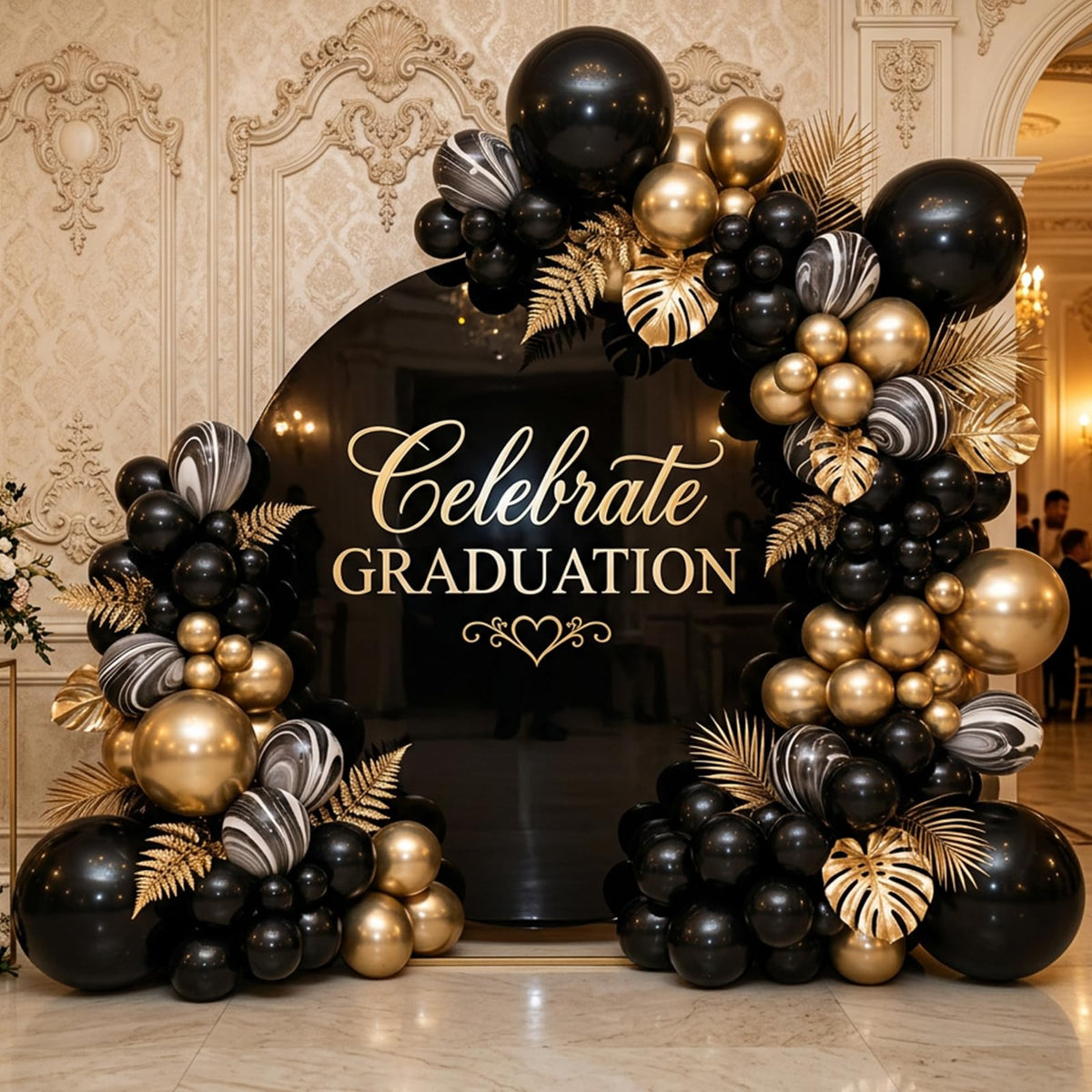 RUBFAC Gold Balloons Different Sizes Chrome Gold Balloon Arch Kit 129pcs | Metallic Gold Balloon Garland Arch Kit for Christmas Halloween Graduation Party Wedding Holiday Happy Birthday Decoration