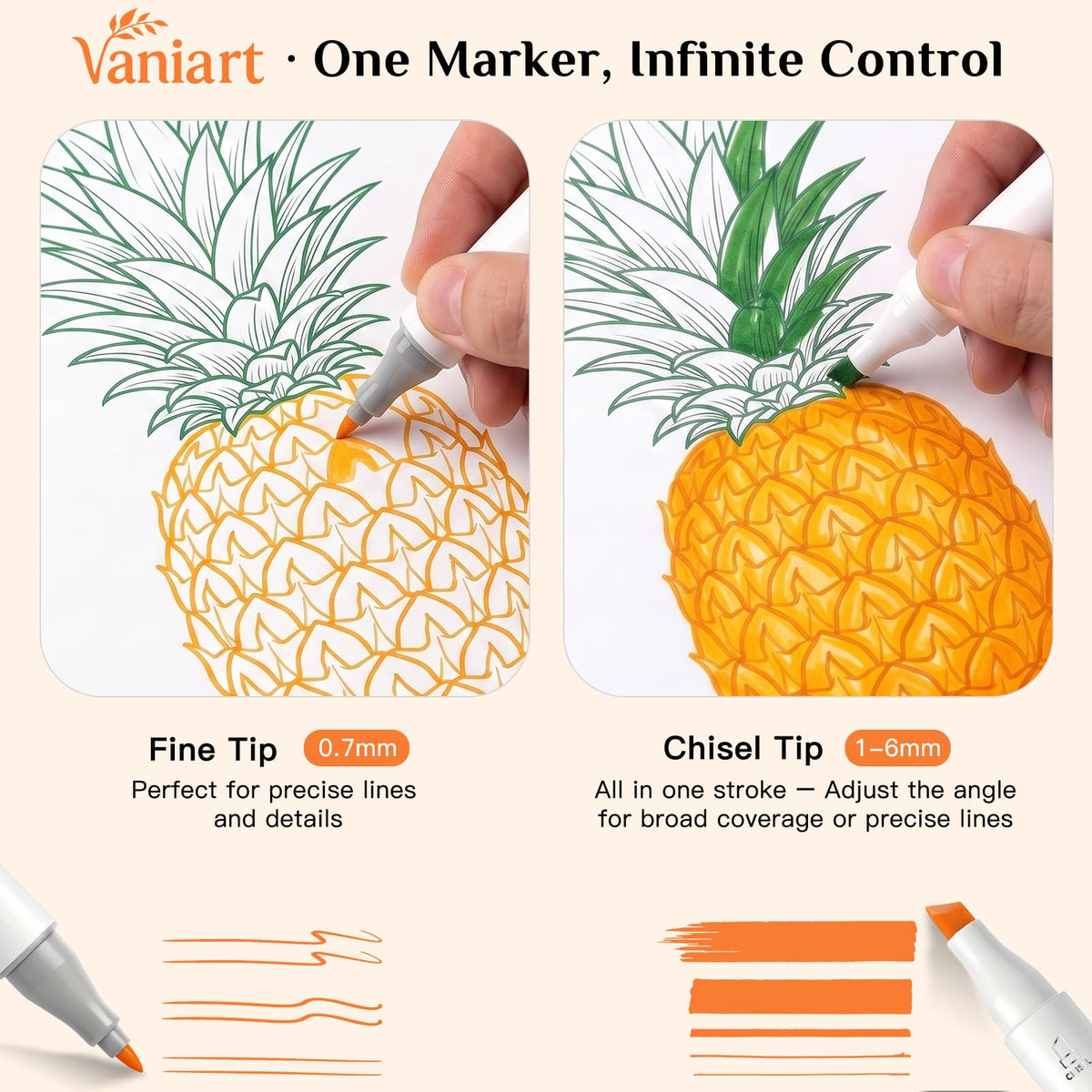 Vaniart Professional Alcohol Markers, 108 Colors Fine & Chisel Sketch Pens | Permanent Ink & Dual Tip for Adult Coloring Book, Drawing, Cards, Journaling, Planner – Art Supplies Gift for Kids Girl Boy