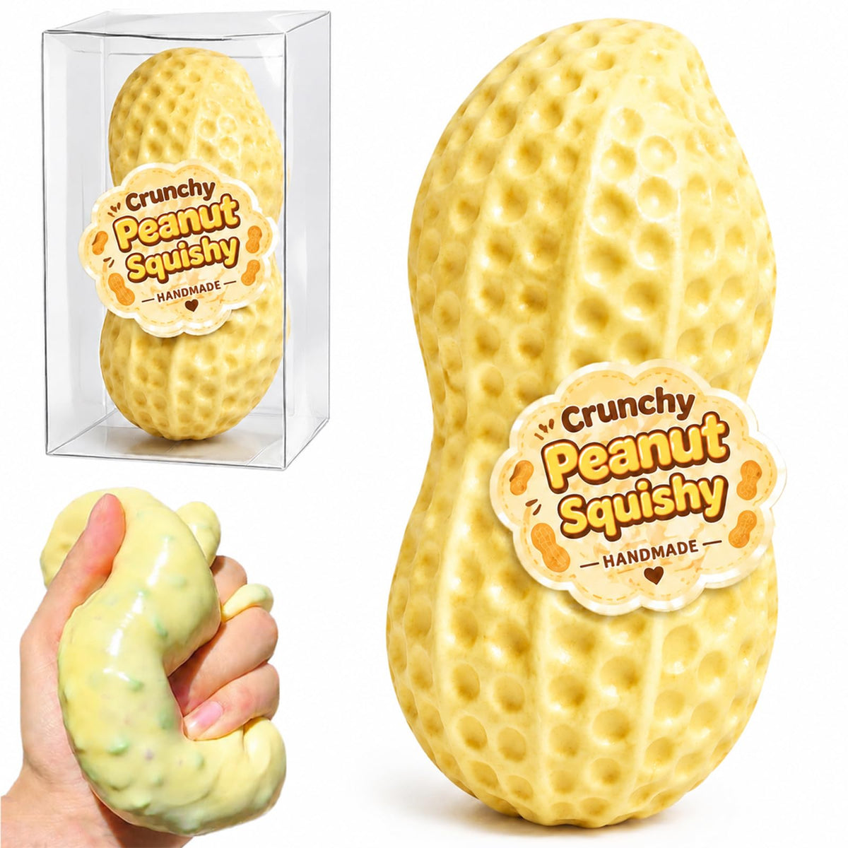 Crunchy Peanut Squishy Toys, Squeeze Fidget Toys for Stress Anxiety Relief | Peanut Squishy Crunchy Realistic Food Shaped Stress Balls, Soft Slow Rising Squishy Party Favors Birthday Gifts Adults Kids