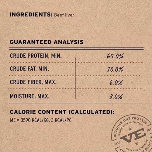 Vital Essentials Freeze Dried Dog Treats, Beef Liver, 2.1 oz Bag | Single Ingredient, Made With 100% Beef Liver, Grain-Free Training Treats, USA Made with U.S. & Globally Sourced Ingredients