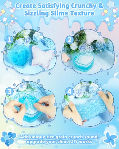 FIVEIZERO Rice Beads for Slime, 5mm Translucent Fishbowl Beads for Squishy | 400G Rice Beads For Crunchy Slime, Add Texture & Visual Appeal, Ideal For Slime Add Ins, DIY, Vase Fillers & Table Decor