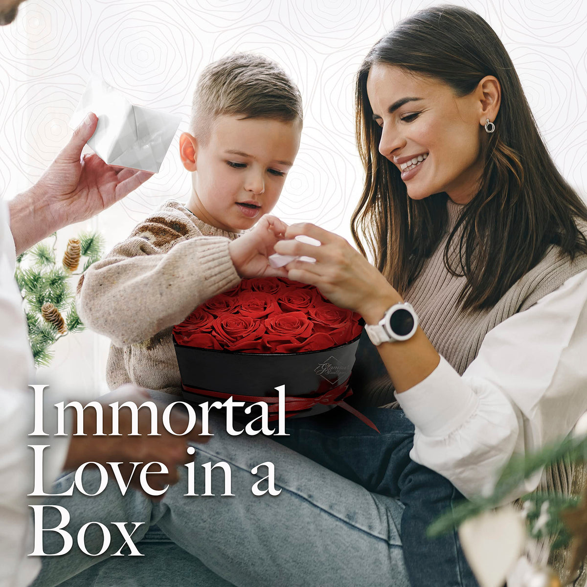 GLAMOUR BOUTIQUE Preserved Flowers, 16 Forever Red Roses in Heart Gift Box | Unique floral present for women, anniversary gifts for her, mom or wife, cute birthday idea, will you be my girlfriend box