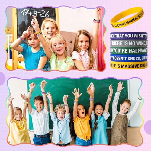 QEERBSIN 100 Pcs Motivational Silicone Wristbands Inspirational Bracelets | 20 Styles For Fitness Sports & Team Building, Perfect Encouragement Gifts For Men Women And Students