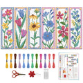 ORIGACH 6 Set Wildflower Floral Cross Stitch Bookmark Kit for Beginner | 11CT Stamped Cross Stitch Kit DIY Embroidery Bookmark Set with Backing Felt Floss Instructions for Adults, Book Lovers