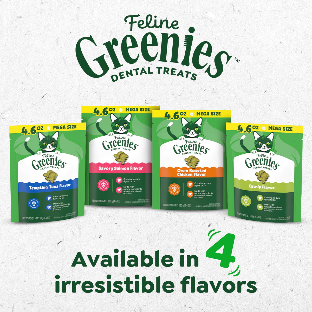 Greenies Feline Natural Dental Cat Treats, Roasted Chicken Flavor, 9.75 oz | #1 vet-recommended, clinically-proven oral care, cleans teeth and freshens breath, cleans to gumline, natural ingredients
