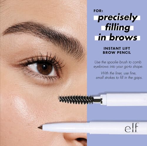 e.l.f. Instant Lift Brow Pencil, Dual-Sided, Neutral Brown | Retractable Precision-Tip Brow Pencil with Grooming Spoolie for Buildable Natural-Looking Color, Vegan & Cruelty-Free