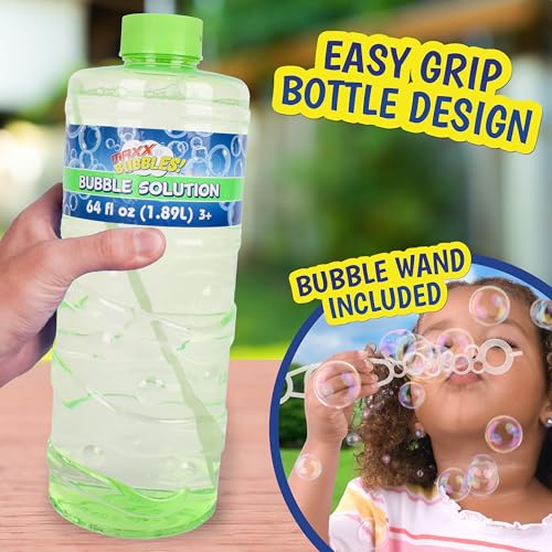Sunny Days Entertainment Bubble Solution 64 oz - Non-Toxic - 3+ Years | Includes Wand, Easy Grip Bottle, For Machines And Wands, 11 in Tall, 4.2 lb, Ages 36 Months Up, Holiday Theme