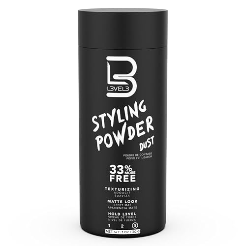L3 Level 3 Hair Texture Powder for Men, Volume, Natural Look, 30 g | Styling powder, hair texturizer, non-greasy finish, buildable hold, easy application, small 30 g size