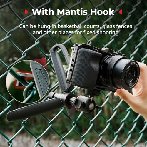 SMALLRIG Small Camera Tripod Selfie Stick, Extendable 8"-15" Mini Tripod | Carabiner with Mantis Hook, 360° Ball Head, Cold Shoe Mount, 1/4"-20 Screw for DSLR, Adapter for DJI, for GoPro - 5285