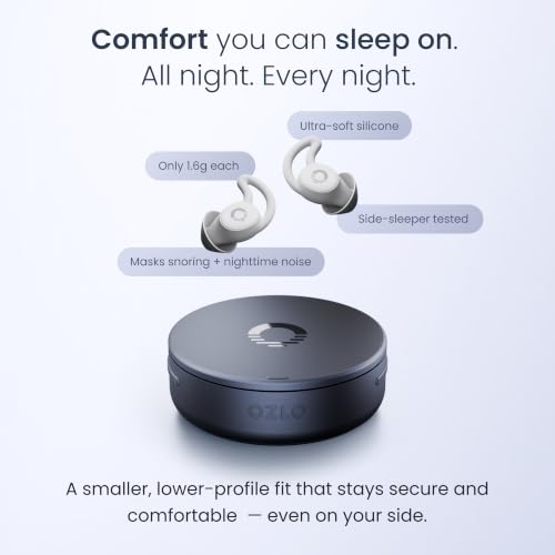 Ozlo Sleepbuds® 2 - Sleep Earbuds, Snoring & Noise Masking Headphones | All-Night Side-Sleeper Comfort, Ultra Small Fit, 14-hr Battery, 50+ Sleep Sounds, In-Ear Alarm, Smart Case Sleep Insights