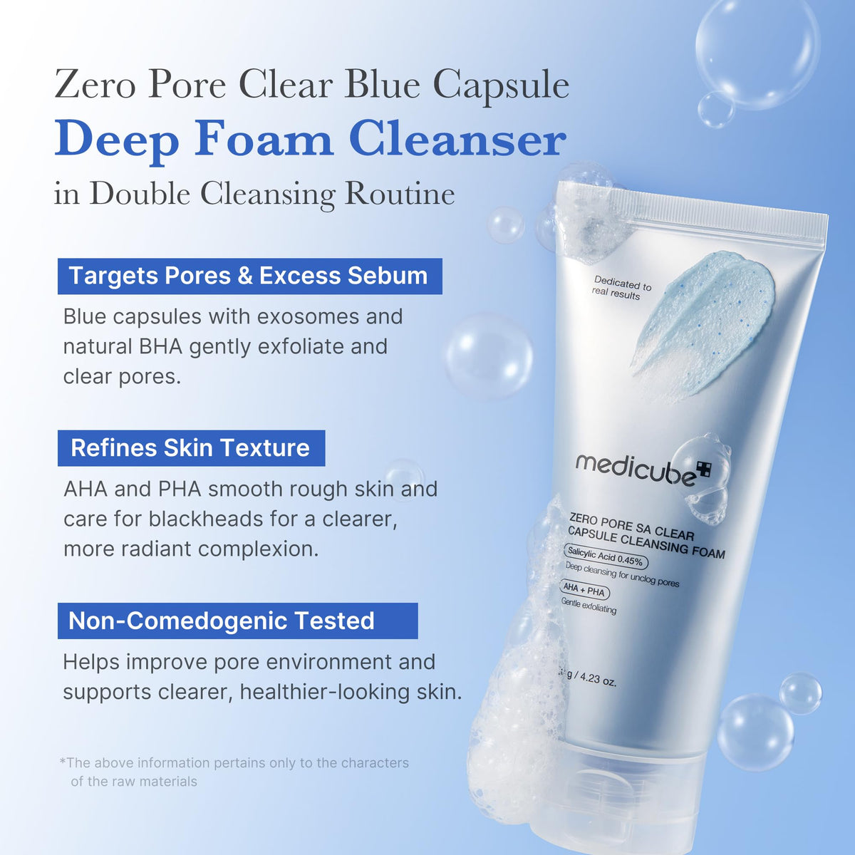 medicube Facial Cleanser Zero Pore Capsule Foam Cleanser | Daily Gentle Face Wash for Pore, Blackhead & Skin Texture Care, AHA BHA PHA for Deep Cleansing, Korean Skincare, 4.23 oz