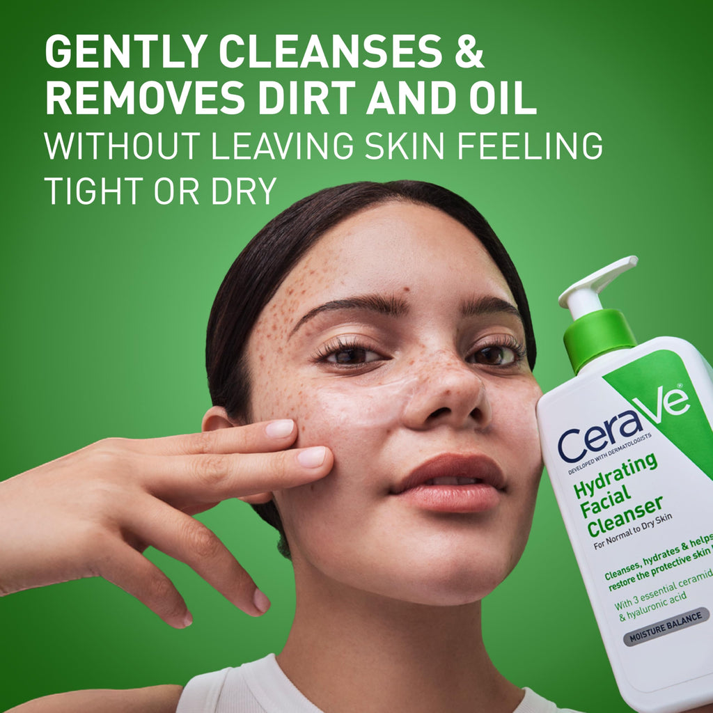 CeraVe Hydrating Cleanser with Hyaluronic Acid, Gentle Face Cleanser,16oz | Daily Face Wash & Makeup Remover with Glycerin, Skin Care for Men and Women, National Eczema Association Certified