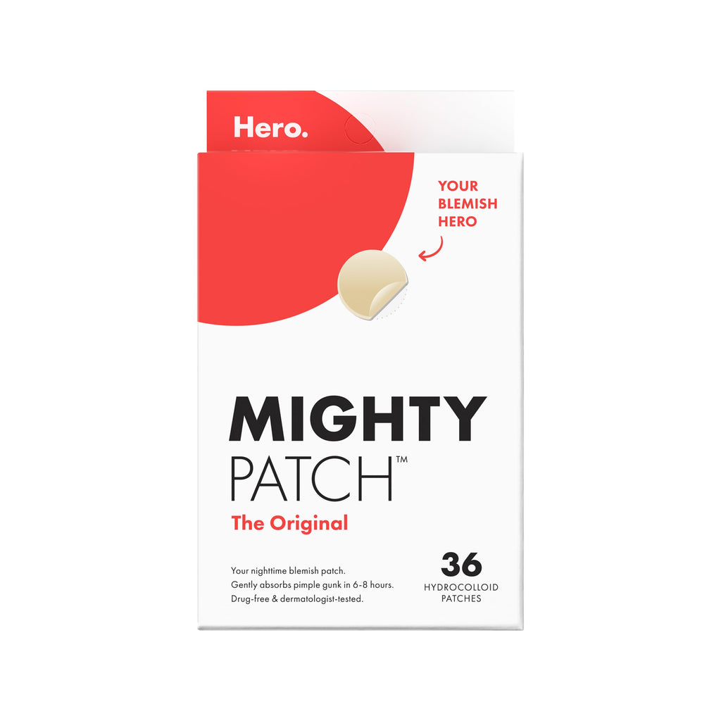 Mighty Patch Hero Cosmetics Original Nighttime Acne Pimple Patches, 36 Ct | #1 Hydrocolloid Acne Patches, Shrinking Zits & Whiteheads in 1 Use, Spot Treatment, Pimple Stickers for Face