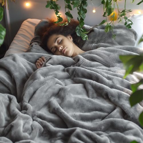 Bedsure Fleece Bed Blankets Queen Size Grey - Soft Cozy Warm Halloween Fall Throw Blanket Lightweight Room Home Decor, Christmas Decorations Gifts for Women and Men, 90x90 inches