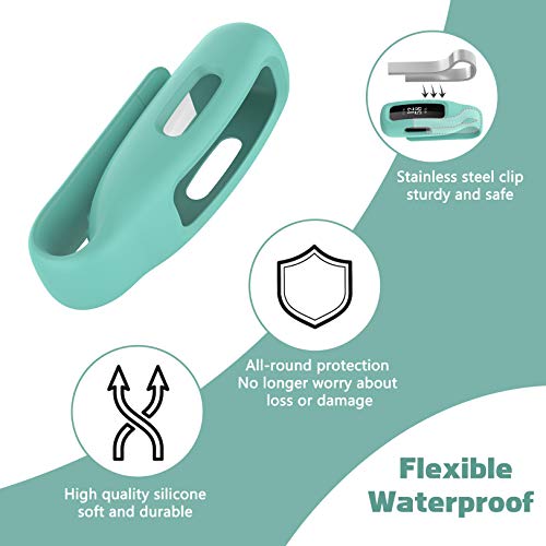 Huadea 4-Pack Clip Case Compatible with Fitbit Inspire 2/Fitbit Inspire 3, Soft Silicone Clip Clasp Accessory Replacement for Inspire 3/Inspire 2