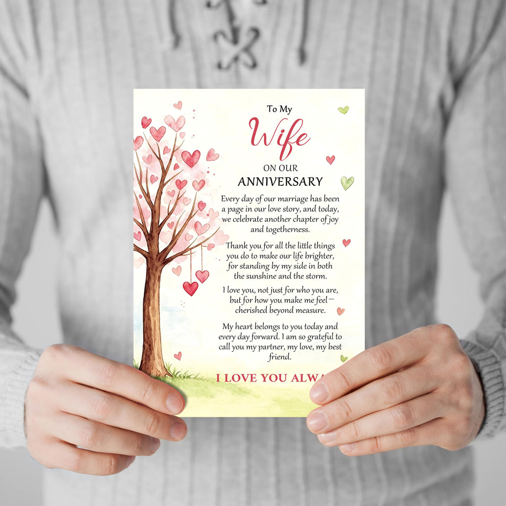 LiuuLi Anniversary Card for Wife,Anniversary Wedding Gifts from Husband | Romantic Wife Anniversary Card with Heartfelt Message,Thoughtful Keepsake Gift for Wedding Anniversary,Love Tree Design