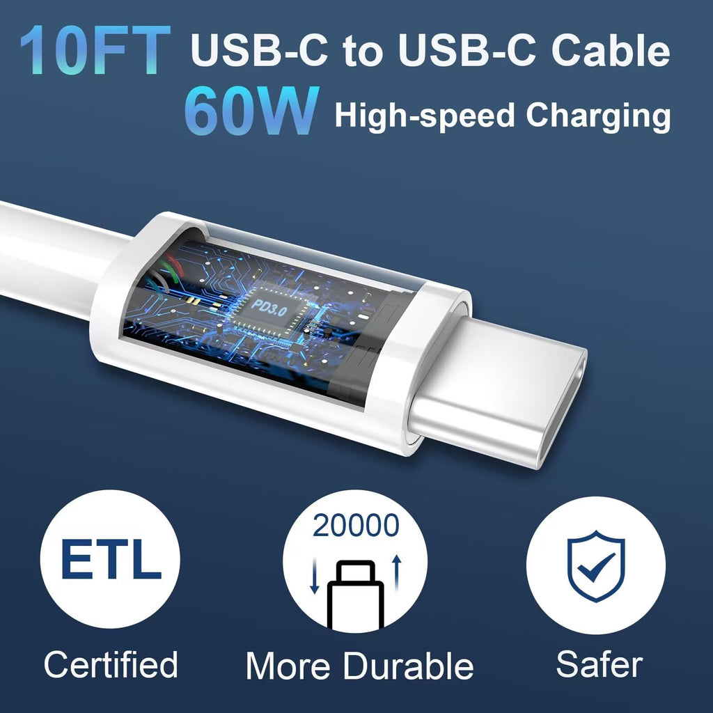 iPhone 18 Duo 17 16 Charger Fast Charging 10 FT Long iPhone USB C Charger | 20W Dual Port Type C Fast Charger Block for iPhone 18 17 16 15 Pro Max/18 17 16 15 Pro/17 15 15/Air, iPad Pro, Android Phone