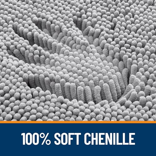OLANLY Bathroom Rugs 30x20, Extra Soft Absorbent Chenille Bath Rugs | Grey, Quick-Drying Rubber Backing, Machine Washable Bath Mat for Bathroom Floor, Tub and Shower, Home Decor Accessories