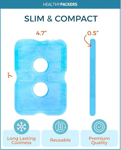 Healthy Packers Ice Packs for Lunch Boxes & Coolers - Freezer Packs - Original Cool Pack | Cooler Accessories for Beach, Camping & Fishing | Slim & Long-Lasting Reusable Ice Pack for Cooler