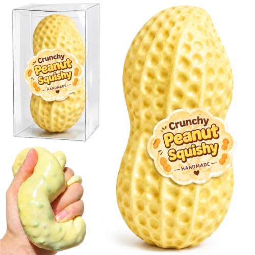Crunchy Peanut Squishy Toys, Squeeze Fidget Toys for Stress Anxiety Relief | Peanut Squishy Crunchy Realistic Food Shaped Stress Balls, Soft Slow Rising Squishy Party Favors Birthday Gifts Adults Kids