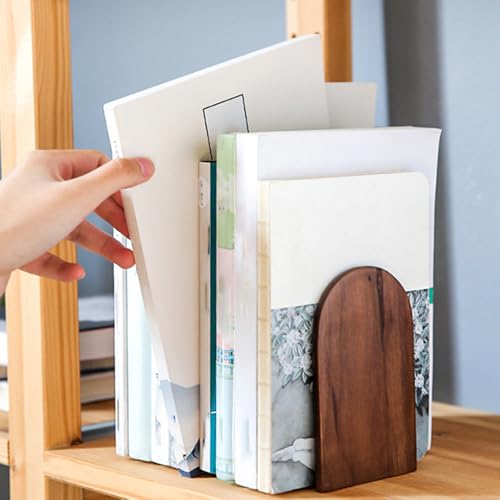 Book Ends,1 Pair Bookends Wood Book Ends Universal Economy Bookend | Book Stoppers for Heavy Duty Books, CD, File, Video Games