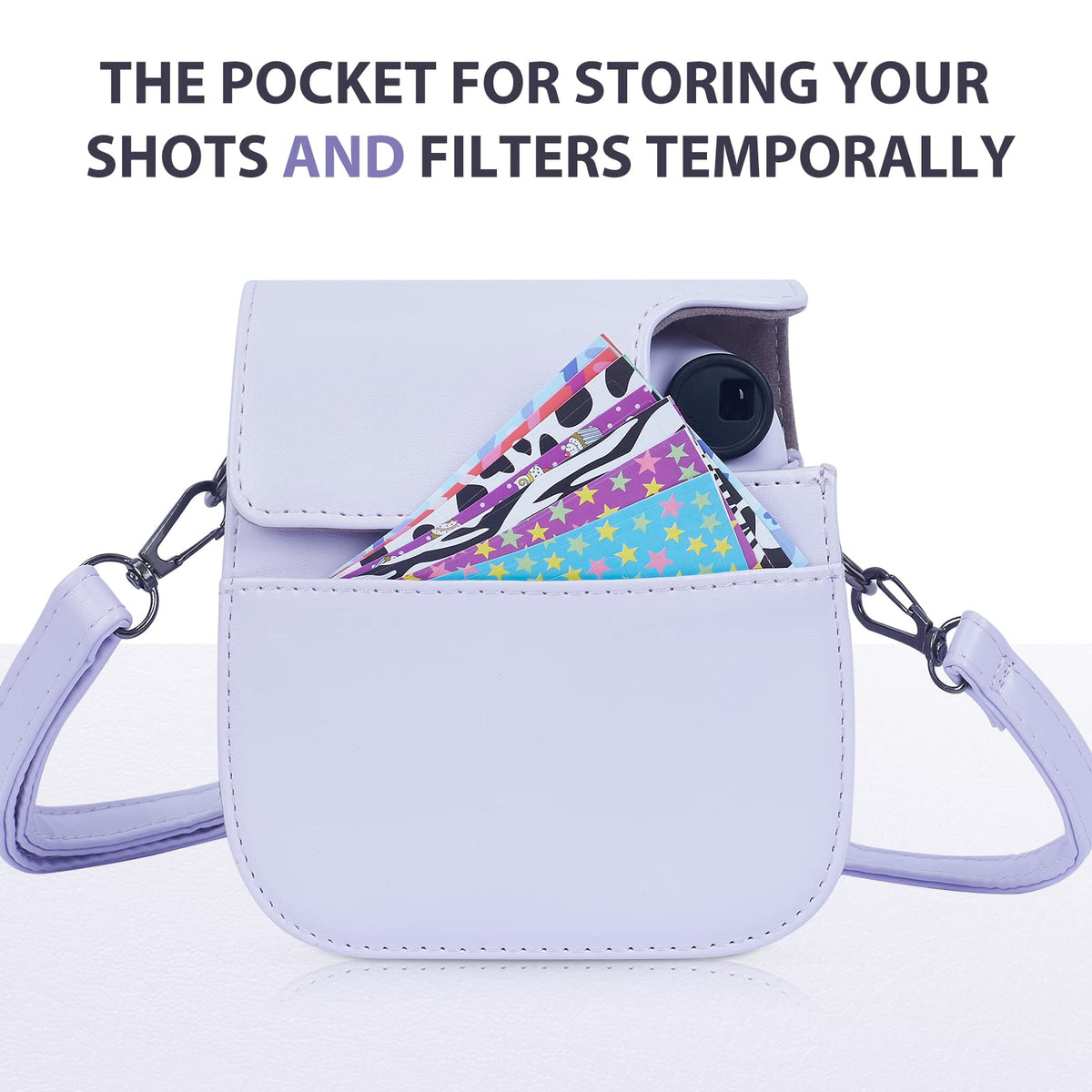 Phetium Instant mini 12 Camera Protective Case Compatible with Instax Mini 12 11,PU Leather Bag with Pocket and Adjustable Shoulder Strap (Lilac Purple)