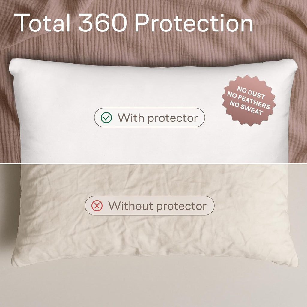 Ultra Soft Pillow Protectors with Zipper - Standard Size - Set of 4 - White | 100% Protection Against Stains, Dust & Dirt, Breathable Pillow Covers, Machine Washable