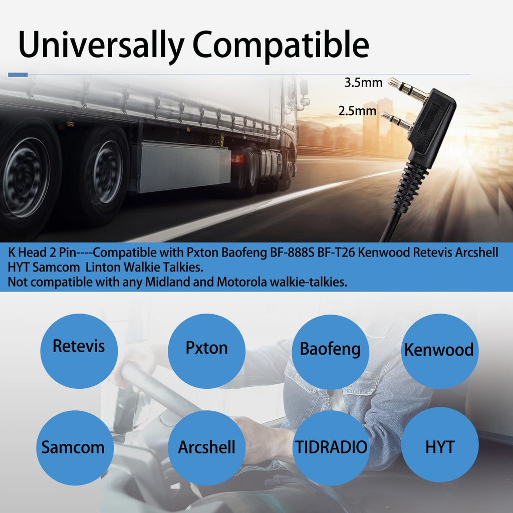 Retevis Walkie Talkie Earpiece with Mic, for RT22/RT21/RT68/H777/RT86 | Acoustic Tube, Compatible with Pxton, Baofeng BF-888S, Kenwood walkie talkies, Security Surveillance Headset(10 Pack)