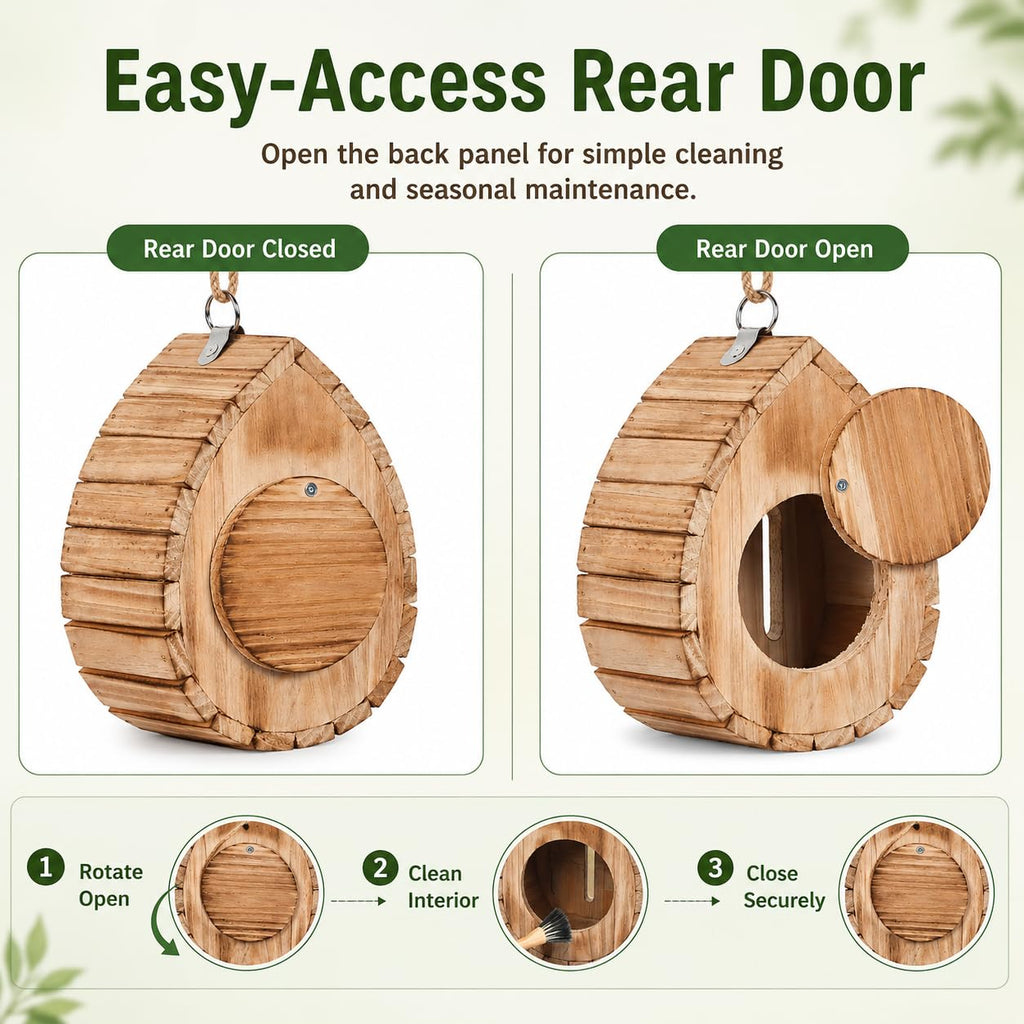 Wooden Butterfly House and Feeder for Outdoors, Natural Butterfly Habitat Nesting Box, Hanging Bug Hotel Garden Decoration for Butterflies, Bees, Moths