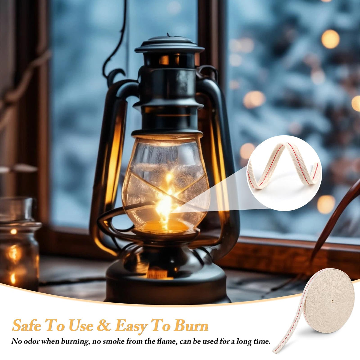 32.8 Feet Oil Lamp Wicks, Each Roll is 1/2-inch Wide Wicks for Oil Lamps, Cotton Oil Lamp Wick Can Be Used As Fuel for Kerosene Lamps, Lanterns and Oil Lamps