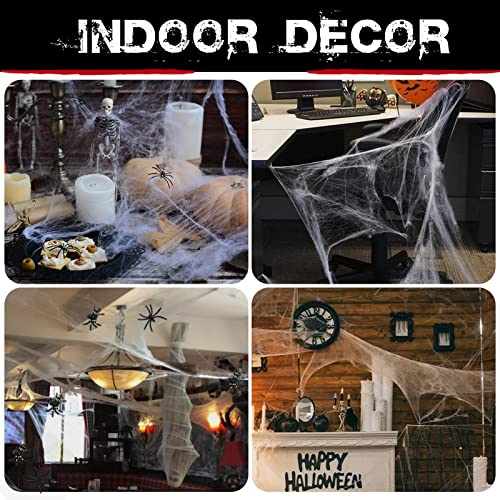 1000 sqft Spider Webs Halloween Decorations with 30 Fake Spiders | Super Stretch Cobwebs for Halloween Indoor and Outdoor Party Supplies