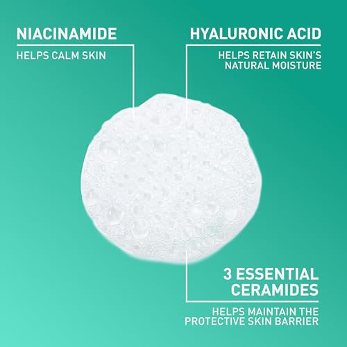 CeraVe Foaming Facial Cleanser, Gentle Cleanser for Oily Skin, 16fl oz | Skin Care with Hyaluronic Acid & Niacinamide, Makeup Remover, Daily Face Wash For Men & Women, Fragrance Free, Oil Control