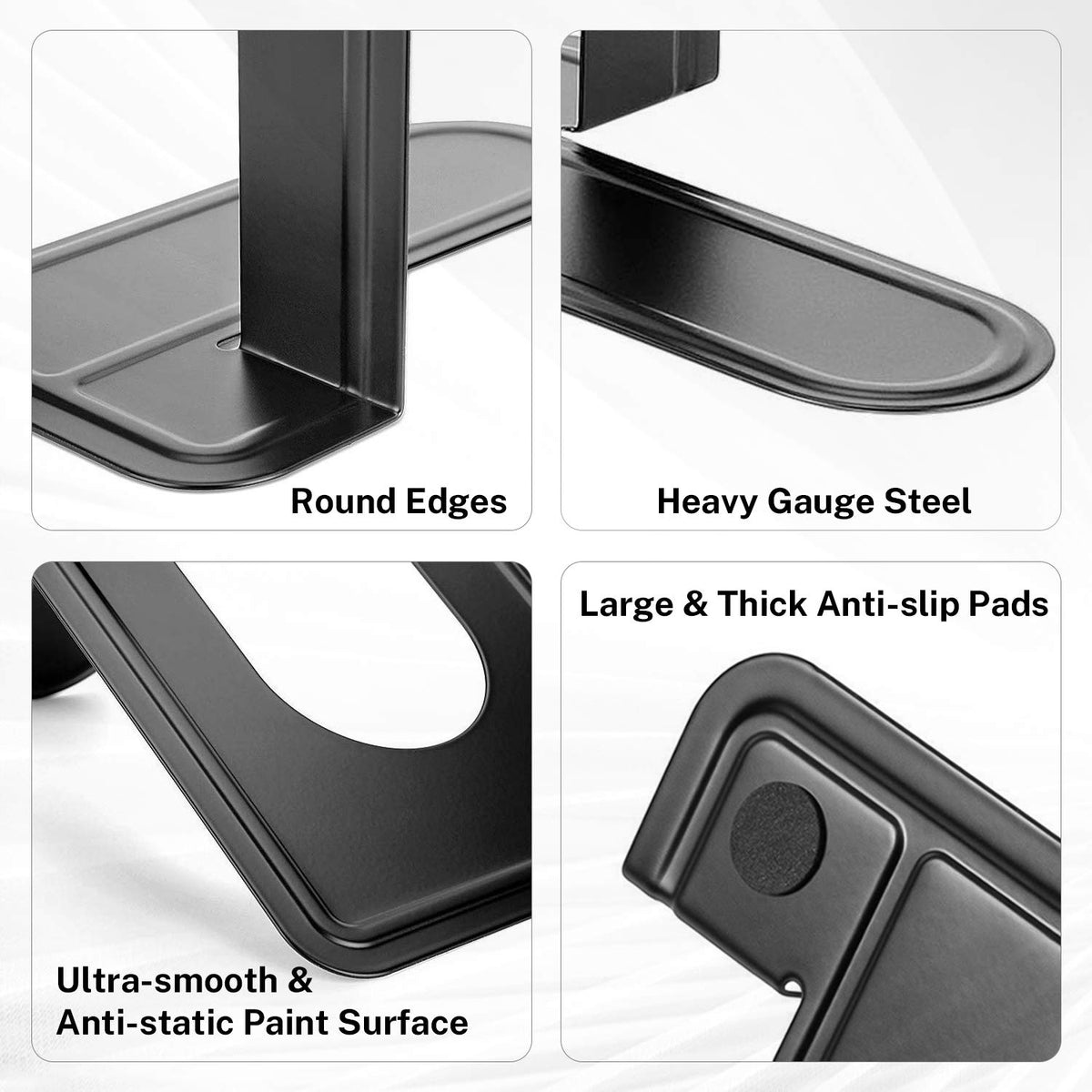 MaxGear Matte Painted Book Ends, Heavy Duty and Sturdy Bookends for Shelves | Office Non-Skid Metal Book End Stopper for Books/CDs/DVDs, 6 x 4.6 x 6 in, Black, 2 Pairs/4 Pieces, Large