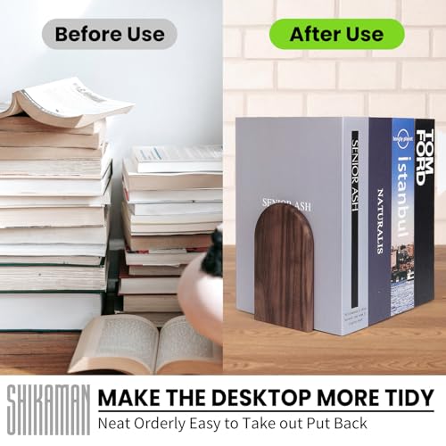 Book Ends,1 Pair Bookends Wood Book Ends Universal Economy Bookend | Book Stoppers for Heavy Duty Books, CD, File, Video Games