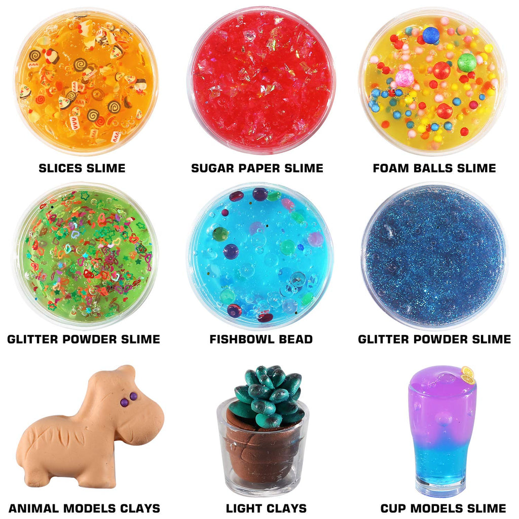126 Pcs DIY Slime Making Kit for Girls Boys, Ultimate Supplies for Kid | Creative Slime Bulk for Birthday Gifts, sensory play,Include 28 Slime, 2 Glow in The Dark Powder, 48 Bottle Glitter jar etc.