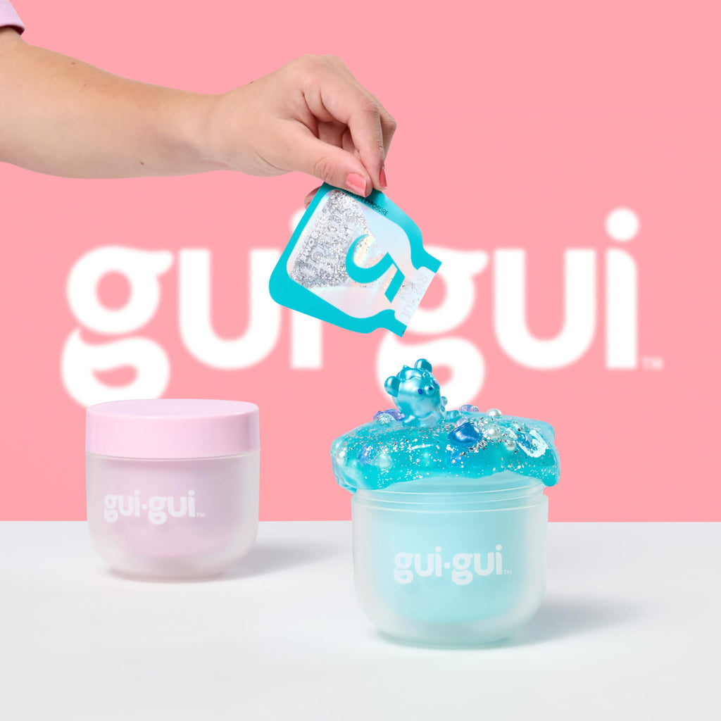 GUI GUI Slime Kit Shimmer Deluxe 2-Pack, Iridescent Slimes | Includes Shimmer & Crystal Pearl slimes, Pearl Bead Booster, Glow-Up sachets; slime kit for girls ages 6+