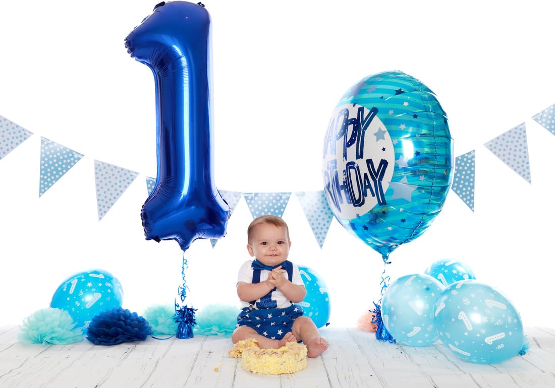 Navy Blue 1 Balloon - Number Balloon 40 Inch, 1st Birthday Decorations | Large foil number balloons for 1st birthday party, Navy Blue blow up birthday balloon numbers for women and men