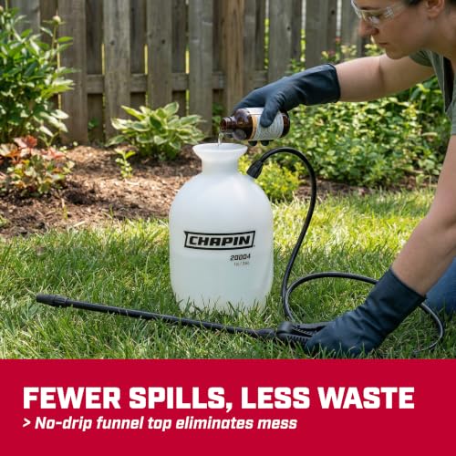 CHAPIN 20004 SureSpray 1-Gallon Pump Sprayer for Lawn, Garden & Weeds | See fluid levels at a glance; the funnel top makes filling easier, while the adjustable nozzle and 34-in hose extend reach