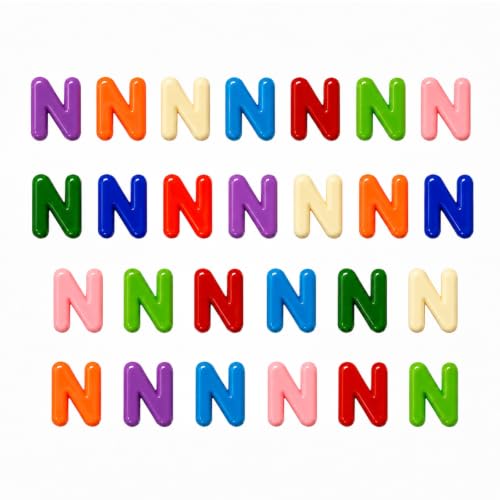 OVRUNS 26Pcs N Large Letter Beads with Horizontal Hole Bubble Alphabet Bead | Candy Colors, Acrylic Chunky Alphabet Beads, 6mm Large Holes, Ideal for Bracelets, Jewelry, Keychains, Bag Charms