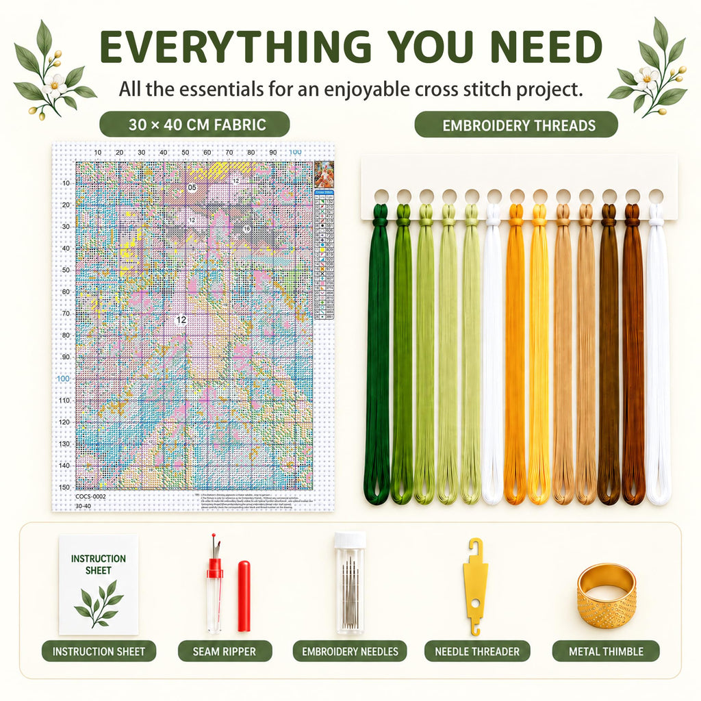 AuraDraw 11CT Stamped Cross Stitch Kit for Adults Beginners, Chicken Counted Cross Stitch Kits for Adults, Needlepoint Cross-Stitch Patterns Embroidery Kits Arts and Crafts for Home Decor 12×16Inch
