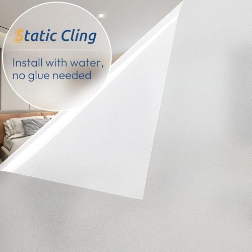 rabbitgoo Frosted Glass Window Privacy Film, Static Cling, 17.5" x 78.7" | Heat Control UV Blocking Sticker, Non Adhesive Removable Tint, No Glue Anti-Glare Renter Friendly Coverings for Home Bathroom