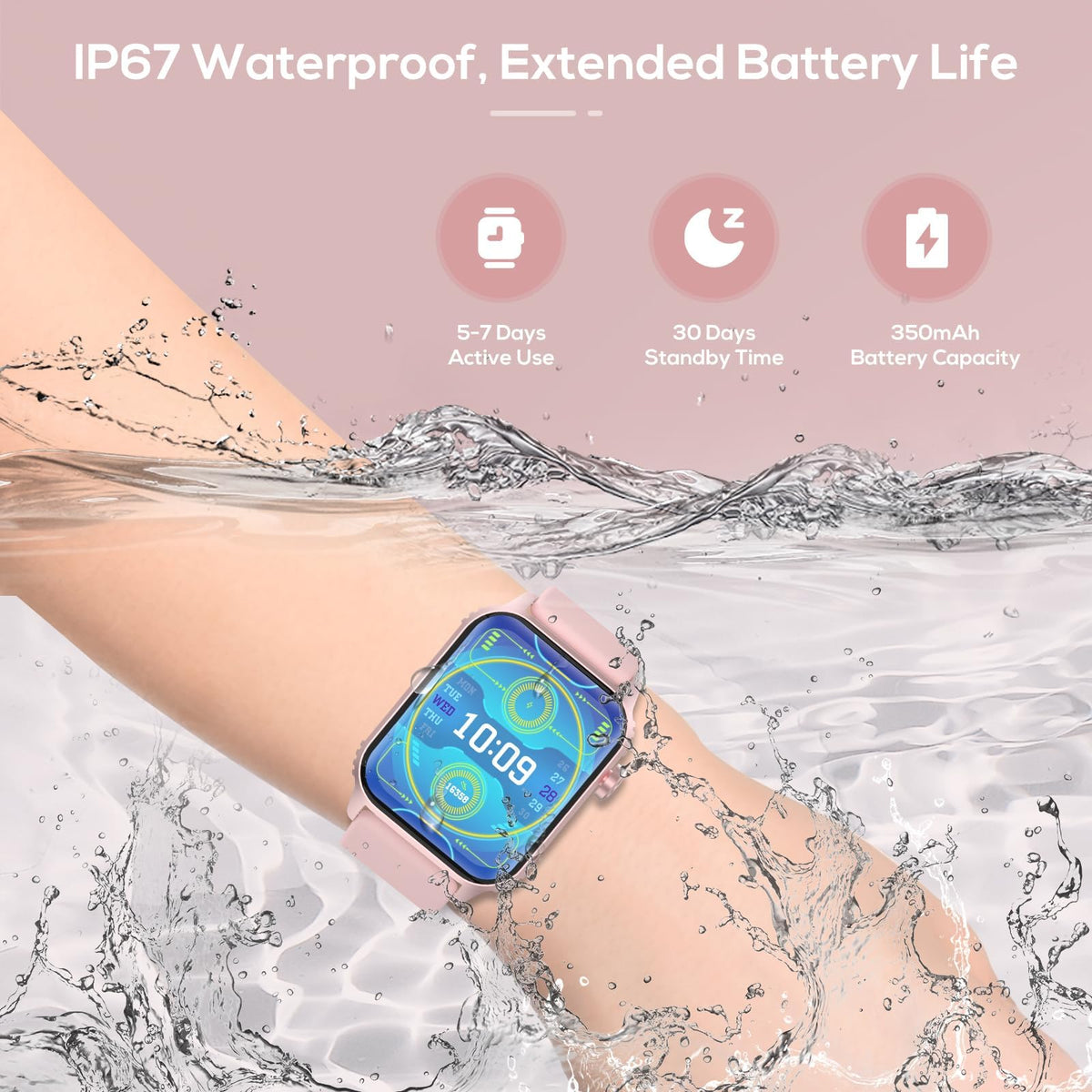 Smart Watch for Women, 120 Sports Modes Smartwatch with 1.83" HD, Alexa Built-in, Heart Rate/Sleep Monitor, IP67 Waterproof, Bluetooth Call & Music Control Fitness Watch for iPhone/Android (Pink)