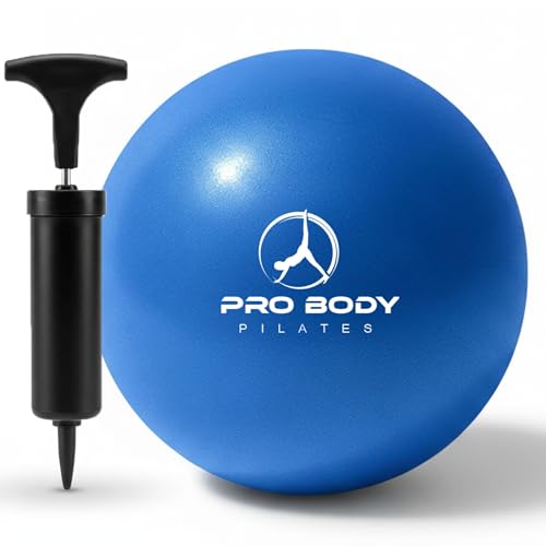 ProBody Pilates Ball Small with Pump - 9 Inch Small Exercise Ball | Anti-Burst, Latex-Free, PT-Grade, Between-Knees Stabilizer, Barre & Postpartum, Pump, Yoga Ball Small