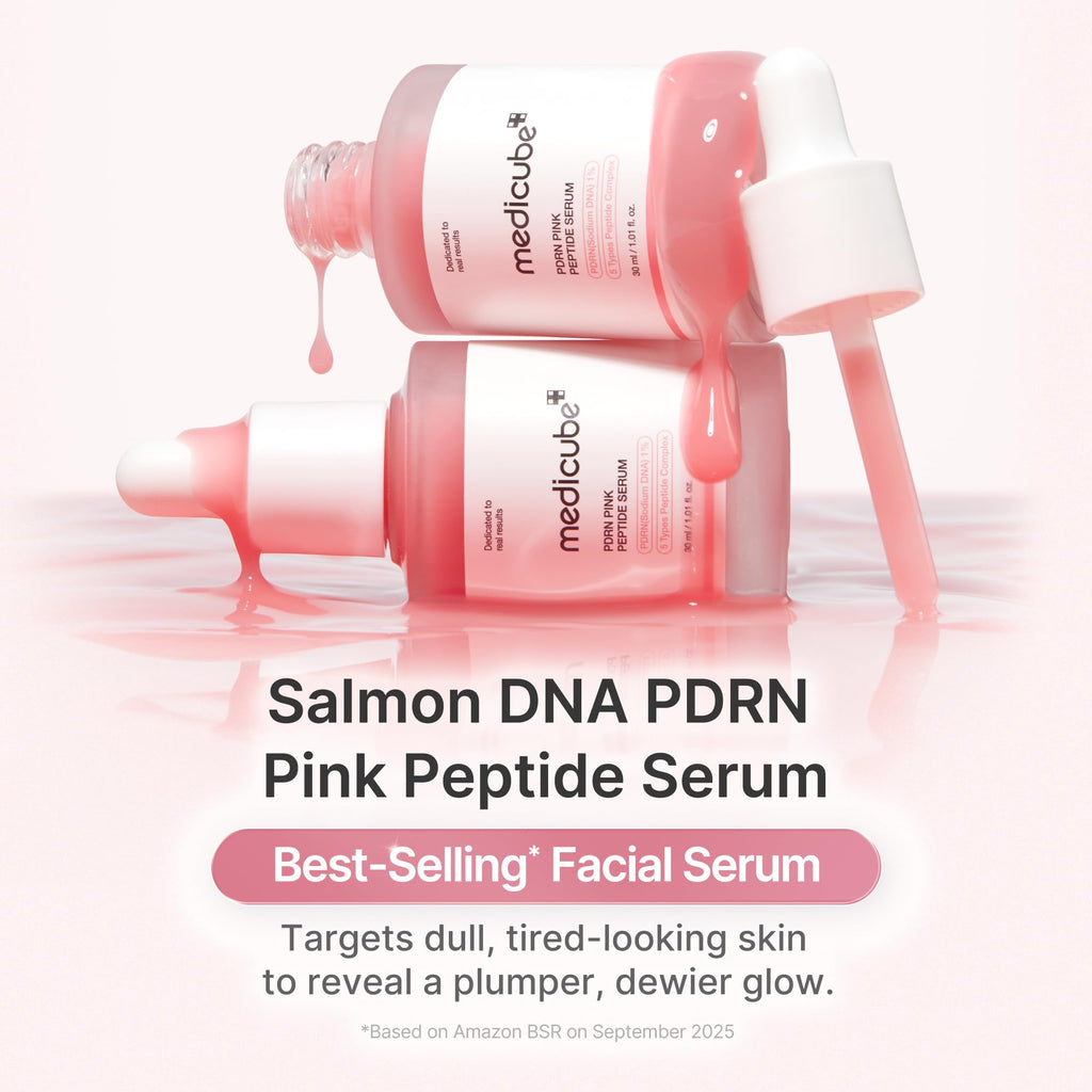 medicube PDRN Pink Peptide Serum with Salmon DNA, Firmer, Even-Looking Skin | Pink Glow Serum with Peptides & Niacinamide for Hydration, Firm-Looking Skin & Uneven Tone Care, Korean Skincare, 1.01 fl.oz.