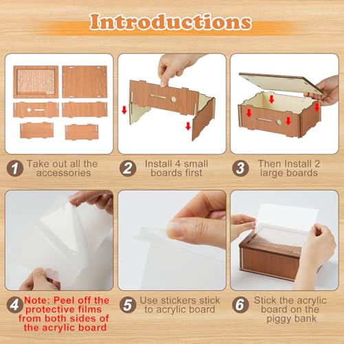 10000 Savings Challenge Box, Money Saver Box 10k Smash, Wooden Digital Save Piggy Bank for Adults Kids, Cash Vault Wooden Savings 10,000 Dollar, Caja De Ahorros, Cashbox Kakeibo